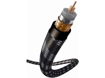 Czarny, opleciony kabel audio RCA, złocone wtyki, długość 1,5 m, Real Cable Chenonceau, zdjęcie produktu na szarym tle