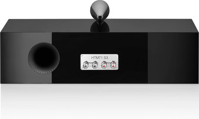 Bowers & Wilkins HTM71 S3 svart lakkert senterkanal, frontvisning, med 4 høyttalere og en diskant på toppen
