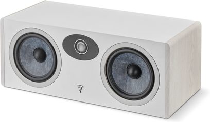 Diffusore centrale Focal Vestia bianco, compatto, con 2 woofer e 1 tweeter sulla parte frontale, finitura opaca
