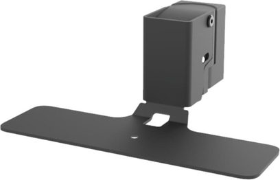 Cavus CMDH250 sort højttalerenhed i mat sort metal til Denon Home 250, venstre profilvisning, rektangulær base