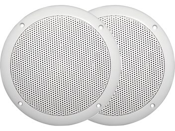 Coppia di diffusori da incasso a soffitto ArtSound MDC64 rotondi bianchi con griglia perforata vista frontale