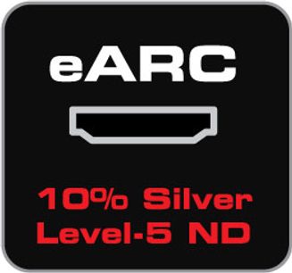 Cablu HDMI Audioquest ThunderBird eARC 48Gbps 1m, logo eARC alb pe fundal negru, text "10% Silver Level-5 ND" roșu