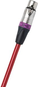 Rød og sort XLR han-hun-kabel, forsølvede stik, grå flettet kappe, cirka 3 meter lang, QED Reference XLR 40
