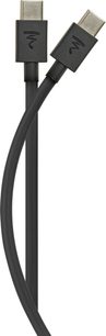 Căști hifi fără fir Bluetooth Focal Bathys deep black, cablu negru cu 2 conectori USB-C, vedere din față, logo vizibil
