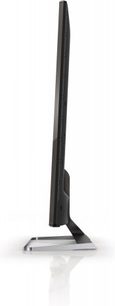 Philips 55PFL8008K fladskærms-TV, set fra siden, flad skærm, sort metalramme og -fod, aflang rektangulær form