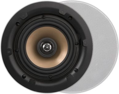 Vestavný stropní reproduktor ArtSound SMART HPRO525 černý s odnímatelnou bílou kulatou mřížkou, pohled zepředu