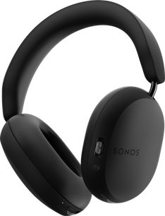 Beztraukušais Sonos Ace audiokopa melnais krāsas, trīsdaļu skatījums, izmantotais pārkāpjums, ovālās auskārkliņas un komandu pogas uz labās auskārkliņas