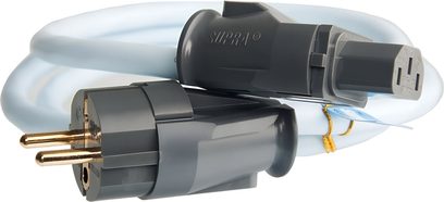 Supra Lorad 2.5 IEC Fr netledning på 1,5 m, IEC-stik og Schuko-stik, gennemsigtig kappe der viser lederne