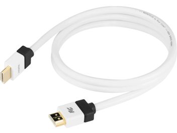 Kabel HDMI Real Cable Monitor HDMI 5m biały, czarne końcówki HDMI, zwinięty w pętlę na białym tle