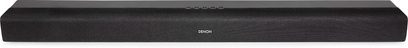 Denon DHT-S216 sort soundbar, set forfra, aflang rektangulær form med afrundede kanter, metalrist på forsiden
