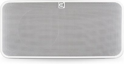 Bezprzewodowy, podłączony głośnik BlueSound PULSE 2i w kolorze białym, przedni panel, prostokątna, perforowana, biała metalowa maskownica