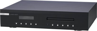 Vysokofidelitní CD přehrávač M3scd v černé barvě s obdélníkovým čelem, displejem vlevo, slotem pro CD vpravo a 10 tlačítky dole
