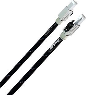 Καλώδιο δικτύου Ethernet RJ45 Real Cable Eight Stream 3m με ασημένιους μεταλλικούς συνδέσμους και μαύρο πλεκτό περίβλημα με χρωματιστά μοτίβα