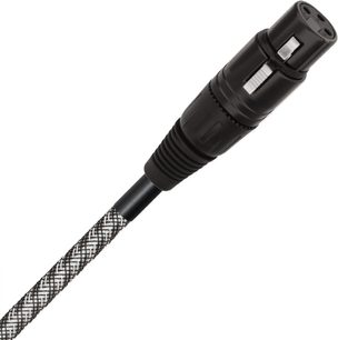 1m AES/EBU digital audio cable with black cylindrical XLR connector, black and white braided sleeve, shown at a diagonal angle