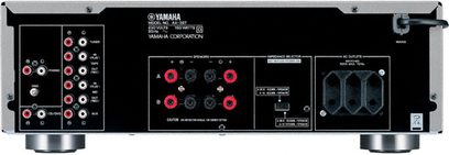 Стерео hi-fi усилвател Yamaha AX-397, черен, преден панел, изглед отпред, с бутони, входове и дисплей