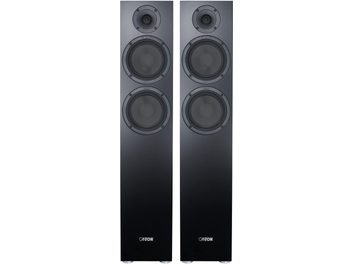 Coppia di diffusori da pavimento Canton GLE 70 S2 neri, frontale con tweeter e due woofer allineati
