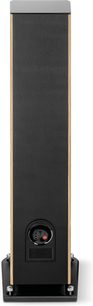 Diffusore da pavimento Focal Aria Evo X N°2 in noce, vista frontale, finitura in legno scuro, tweeter e altoparlante visibili