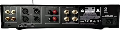 Amplificatore di potenza Velodyne SC 1500, vista posteriore con connettori audio XLR, RCA e morsetti per altoparlanti