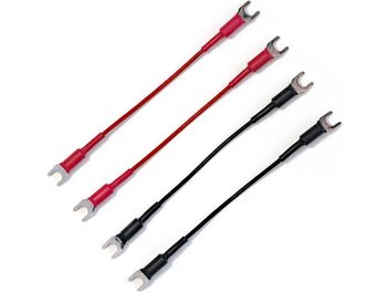 Cables para altavoces Cardas JUMPERS 11.5 AWG, 2 rojos y 2 negros, horquillas con terminales, primer plano