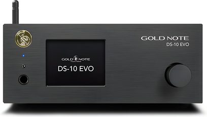 Gold Note DS-10 EVO LINE netværkslydafspiller i sort, med front i børstet aluminium, centralt display og stor knap til højre
