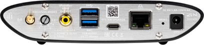 iFi Audio Zen Stream netværksaudioafspiller, frontpanel med skærm, USB- og HDMI-porte, kontrolknapper og LED-indikatorer
