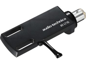 Audio-Technica AT-LT10 must vinüülplaadimängija headshell, külgvaade, ristkülikukujuline korpus kahe pilu ja hoovaga