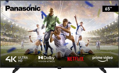 Panasonic TX-65MX610E 65 tommer 4K-tv, der viser en sportsscene med spillere i aktion