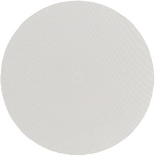 Innfelt takhøyttaler H80-R v2, frontvisning, sirkulært perforert gitter, hvit finish, tynn kant