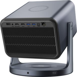 Hisense C2 Pro, rear view, visible connections: audio, 2 HDMI, 2 USB, S/PDIF, LAN, ventilation grille, circular stand