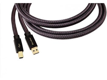 Kabel USB Clarus Crimson USB ze złoconymi złączami, czarno-czerwonym oplotem, prostokątnymi i cylindrycznymi zakończeniami