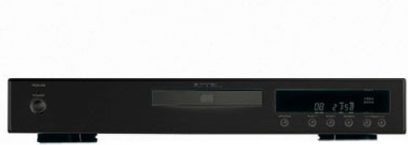 Rotel RCD-06 SE sort CD-afspiller, frontvisning, digitalt display, kontrolknapper, CD-bakke lukket