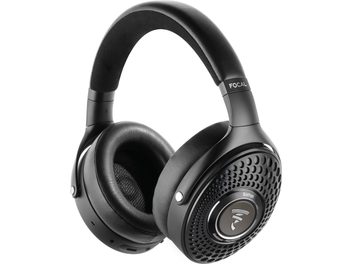 Fone de ouvido hi-fi sem fio Bluetooth Focal Bathys deep black, vista lateral, arco acolchoado, almofadas circulares, grade perfurada