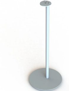 Biały stojak na głośnik Mountson do Sonos Era 100, pionowa cylindryczna tuba na okrągłej podstawie, minimalistyczny design