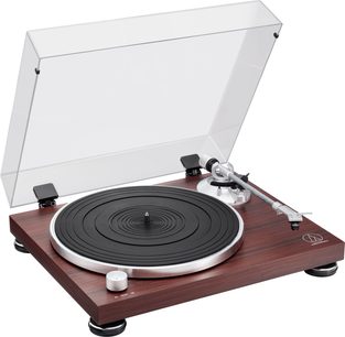 Giradischi Audio Technica AT-LPW50BTRW, finitura in legno, coperchio trasparente, braccio di lettura con testina, su base