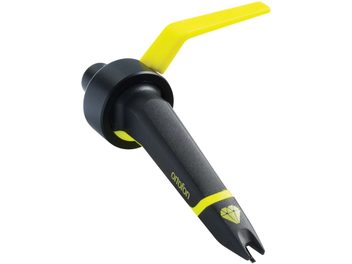 Ortofon Concorde MKII CLUB DJ cartridge, black and yellow, streamlined shape, bright yellow diamond stylus