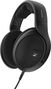 Ανοιχτά ακουστικά hi-fi Sennheiser HD 560S μαύρα, ωοειδή ακουστικά, μεταλλική σχάρα, μαλακό τόξο, προφίλ σε λευκό φόντο