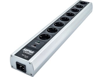Multiprise Supra MainBlock MD08-EU/SP MK3 argentée, 8 prises Schuko, boîtier alu avec voyants Surge et Power