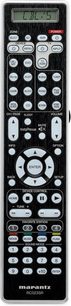 Marantz SR7008 sort fjernbetjening, set forfra, knapper og kontrolknapper, LCD-skærm, blank sort finish