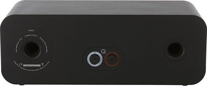 Q acoustics 3090CI sort centralhøjttaler, frontvisning, med to højttalere og to bass-refleksporte