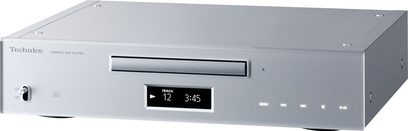 Technics SL-C700E-S sølvfarvet CD-afspiller, set forfra, digitalt display, CD-sprække, kontrolknapper