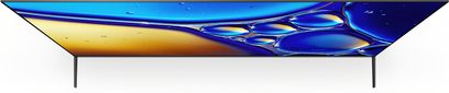 Телевизор Sony BRAVIA 8 II K55XR8 в черен метал, екстра тънък екран с почти незабележима рамка и две тънки крачета на краищата, изглед отгоре