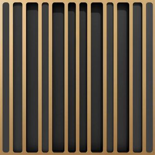 Artnovion Lagos W lichte houten akoestische diffuser bestaande uit 12 parallelle verticale zwarte en beige afwisselende lamellen