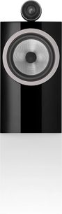 Bowers & Wilkins 705 S3 sort lakeret bogreolhøjttaler, set forfra, diskant øverst, mellemtone-/basenheder