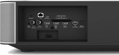 Leica Cine 1 projektor | 100 tommer, bagudvendt visning af HDMI-, USB- og LAN-tilslutninger, sort og grå
