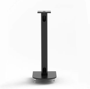 PMC STD Twenty5 2122 sort cylindrisk højttaler-fod, med cirkulær base, set forfra på hvid baggrund