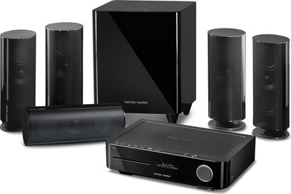 Harman Kardon BDS 870 hjemmebiografsystem, forstærker, 5 højttalere, basreflekskabinet, højglans sort, strømlinet design