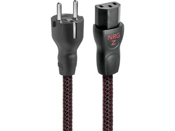 Audioquest NRG-Z3 barošanas kabelis, 1 m, melni/sarkanā austā tekstila apvalkā, Schuko un IEC C13 štekeri, melni plastmasas savienotāji