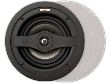 ArtSound RO2060 vestavný stropní kulatý reproduktor v černé barvě se středovým tweeterem a bílou děrovanou mřížkou