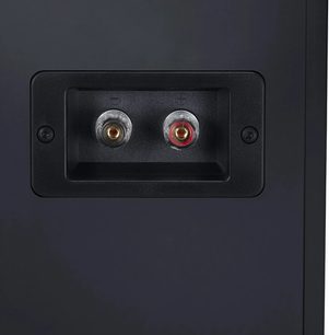 Caixa acústica de parede Canton GL10 PRO S2 preta vista traseira com borne de dois conectores de alto-falante vermelho e preto