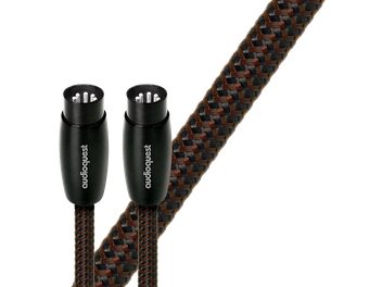 Cablu audio Audioquest Big Sur DIN/DIN 0,6m, conectori DIN negri, mânecă împletită maro și neagră, vedere de aproape